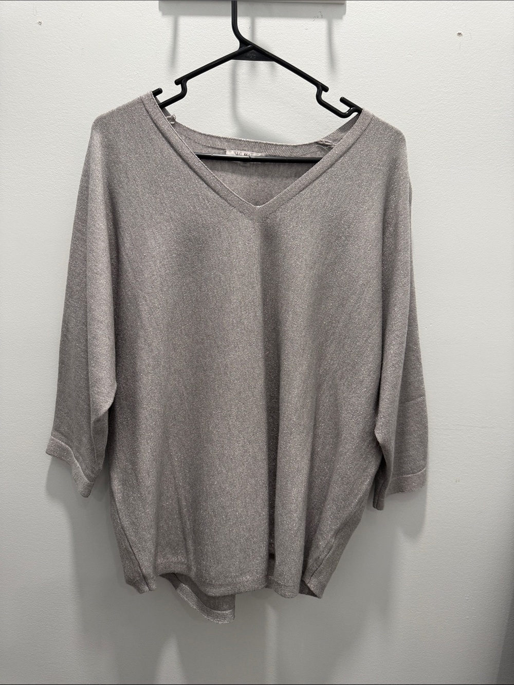 Light Gray shimmering V-Neck Women’s Sweater